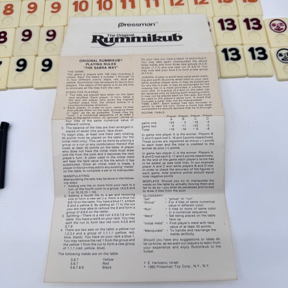 Original Rummikub Tile Game by Pressman Vintage 1980 No. 400, 3 pcs missing - Picture 5 of 5